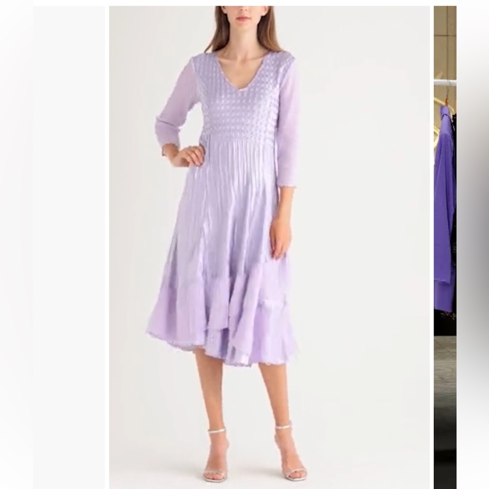 NWT KOMAROV V-Neck Three-Quarter Sleeve A-Line Midi Dress - Picture 4 of 12